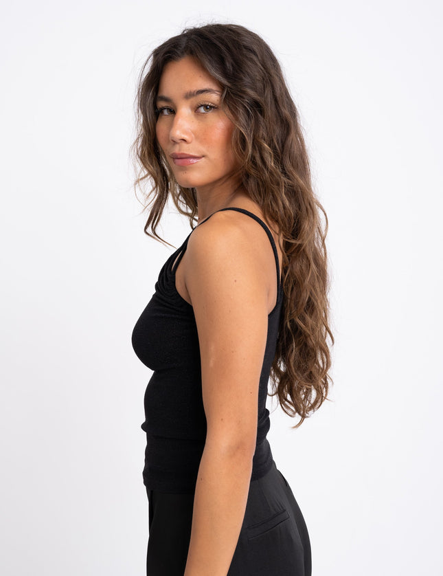 TILTIL Yara One Shoulder Black Glitter Top - Things I Like Things I Love