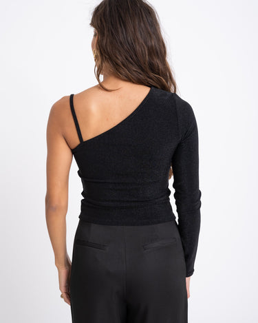 TILTIL Yara One Shoulder Black Glitter Top - Things I Like Things I Love