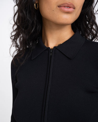 TILTIL Zip Polo Cardigan Black - Things I Like Things I Love