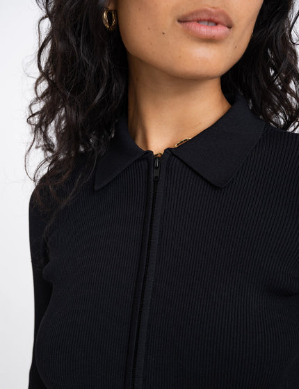 TILTIL Zip Polo Cardigan Black - Things I Like Things I Love