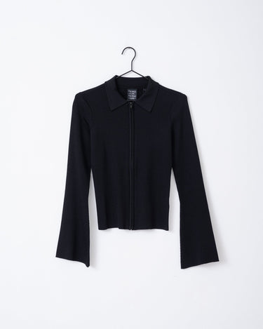 TILTIL Zip Polo Cardigan Black - Things I Like Things I Love