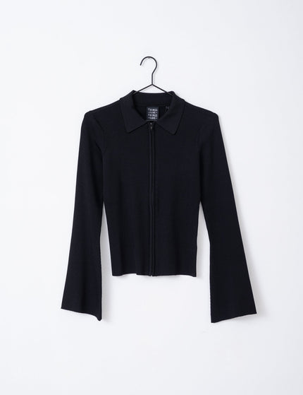 TILTIL Zip Polo Cardigan Black - Things I Like Things I Love