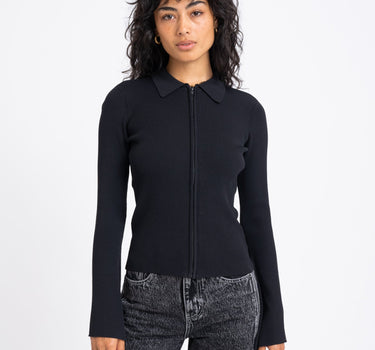 TILTIL Zip Polo Cardigan Black - Things I Like Things I Love