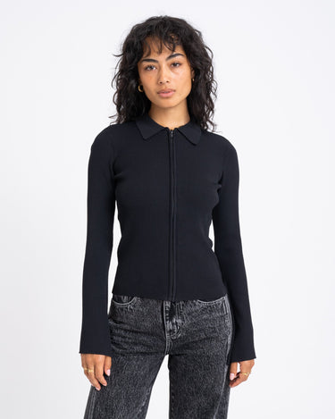 TILTIL Zip Polo Cardigan Black - Things I Like Things I Love