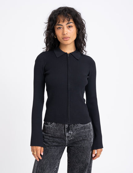 TILTIL Zip Polo Cardigan Black - Things I Like Things I Love