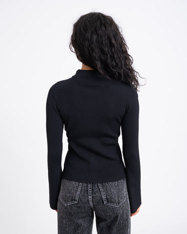 TILTIL Zip Polo Cardigan Black - Things I Like Things I Love