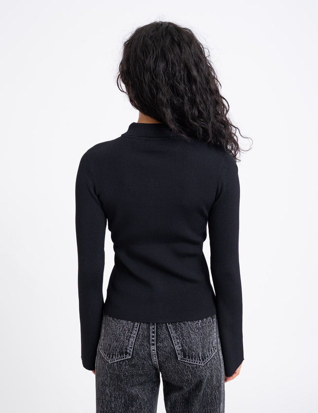 TILTIL Zip Polo Cardigan Black - Things I Like Things I Love