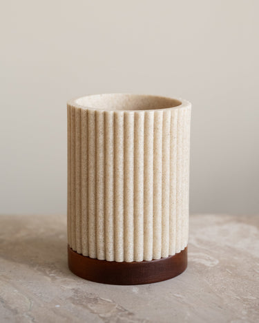 Toothbrush Holder Beige/Acacia Wood - Things I Like Things I Love