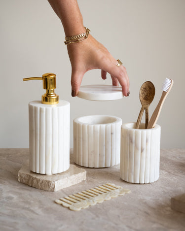 Toothbrush Holder Marble White - Things I Like Things I Love