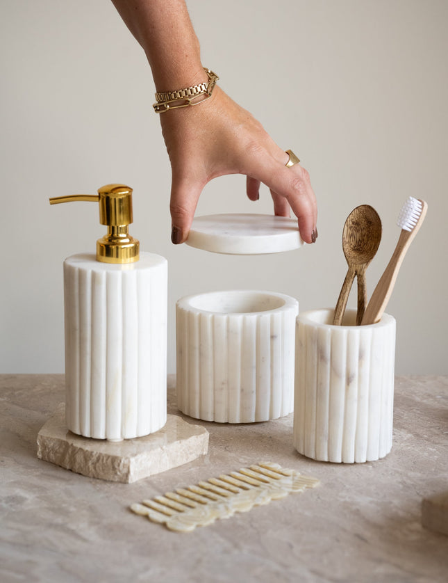 Toothbrush Holder Marble White - Things I Like Things I Love