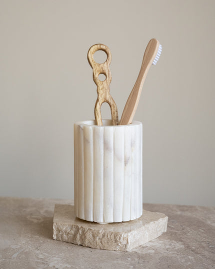 Toothbrush Holder Marble White - Things I Like Things I Love