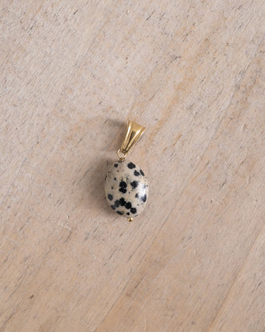 TTG Charm Goldplated Beige Stone Dalmatian Jasper - Things I Like Things I Love