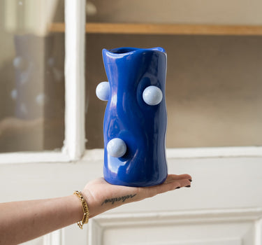 Vase Bola Ceramic Blue - Things I Like Things I Love