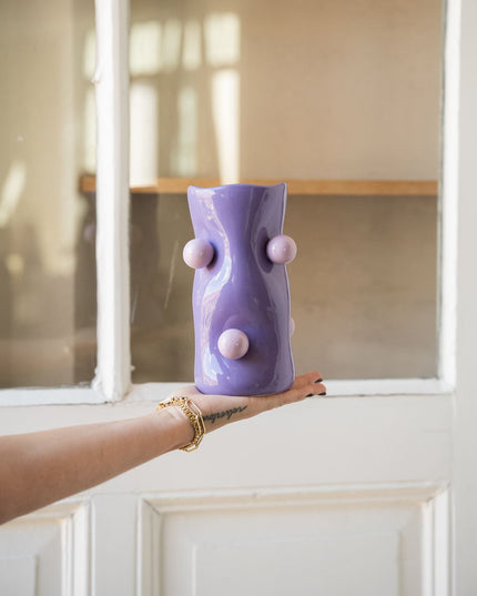 Vase Bola Ceramic Bright Purple - Things I Like Things I Love