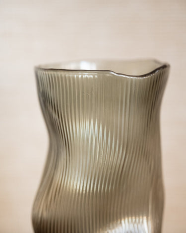 Vase Elegant Stripe Glass Grey - Things I Like Things I Love