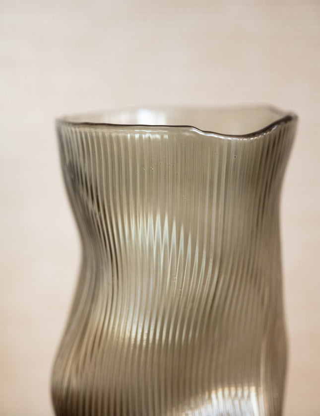 Vase Elegant Stripe Glass Grey - Things I Like Things I Love