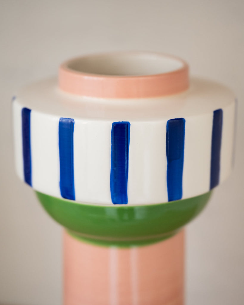 Vase Glam Pink/Green/Stripe - Things I Like Things I Love