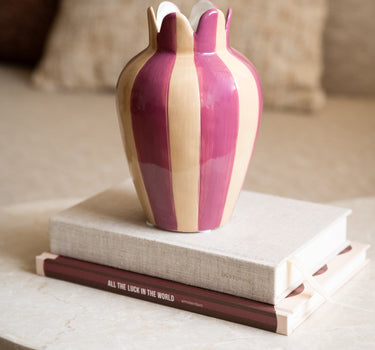 Vase Stripes Tulip Pink Beige - Things I Like Things I Love