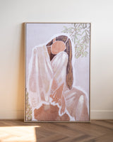 Wall Art Lady Canvas Beige