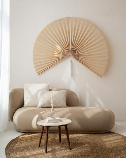 Wall Fan Bamboo Beige/ White Tassel - X - Large - Things I Like Things I Love