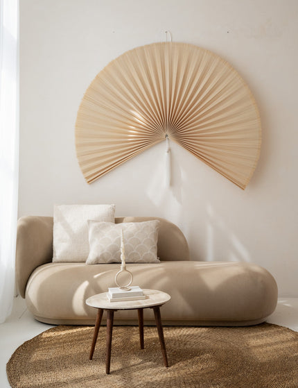 Wall Fan Bamboo Beige/ White Tassel - X - Large - Things I Like Things I Love