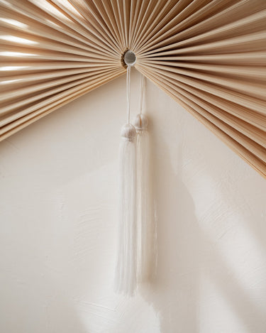 Wall Fan Bamboo Beige/ White Tassel - X - Large - Things I Like Things I Love