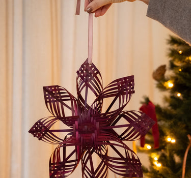 XMAS Hanging Star Bamboo Burgundy - Things I Like Things I Love