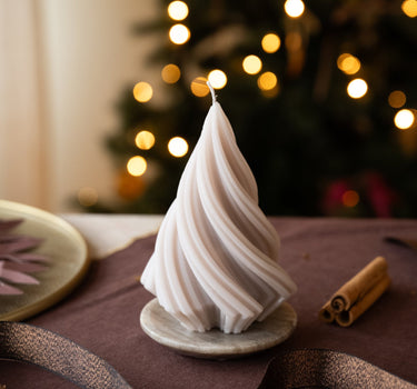 XMAS Soya Candle Tree Twist Beige - Things I Like Things I Love