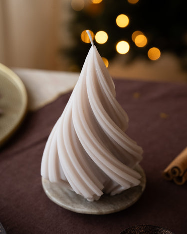 XMAS Soya Candle Tree Twist Beige - Things I Like Things I Love