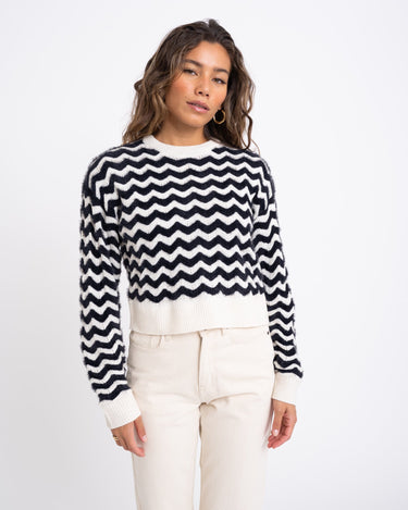 Zuzi LS O - Neck Knit Eggnog Black - Things I Like Things I Love