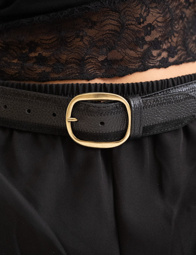 Belt Leather Black Louise Classic Grain - 85 - Things I Like Things I Love