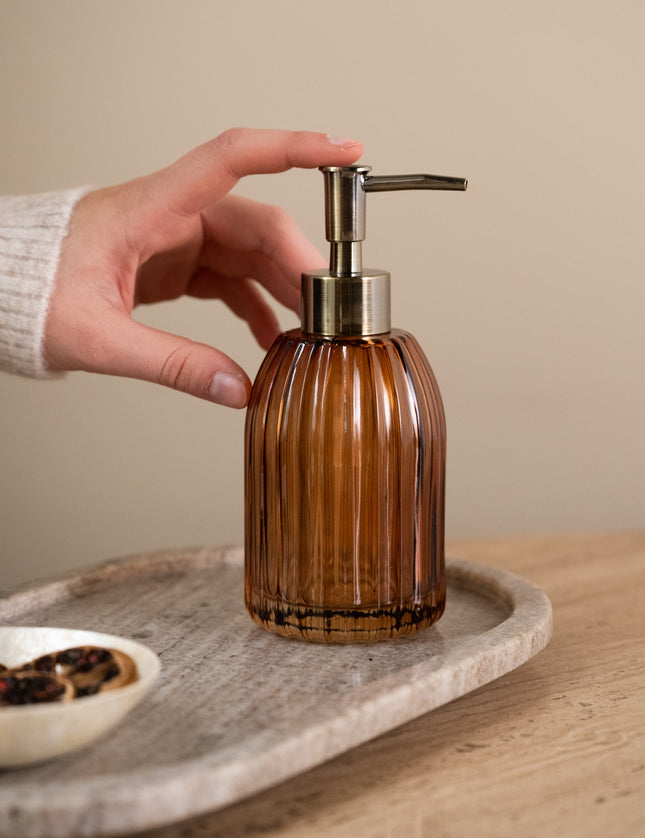 Brown Glass Soap Dispenser - Things I Like Things I Love