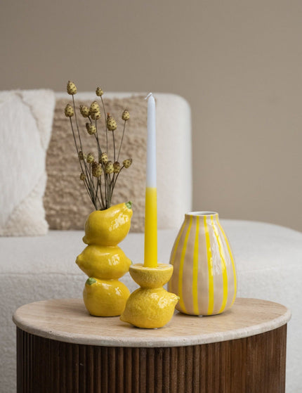 Hand Painted Vase Stripes Yellow - Things I Like Things I Love