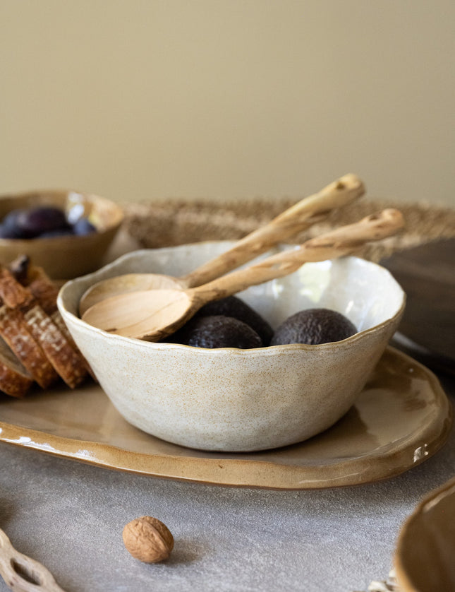 Handmade Large Salad Bowl Serpa Beige - Things I Like Things I Love