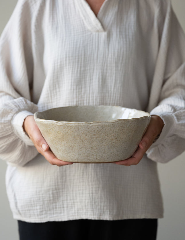 Handmade Large Salad Bowl Serpa Beige - Things I Like Things I Love