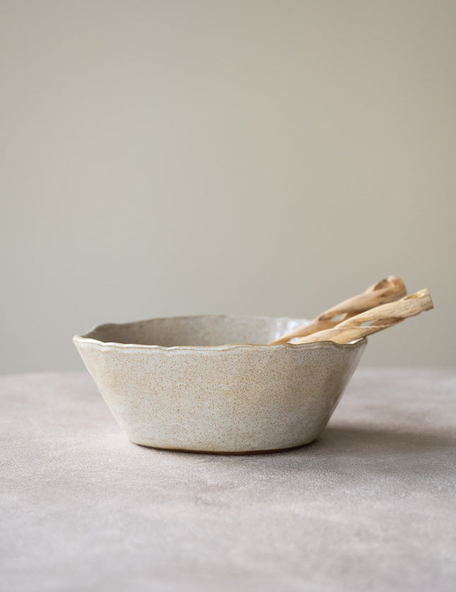 Handmade Large Salad Bowl Serpa Beige - Things I Like Things I Love