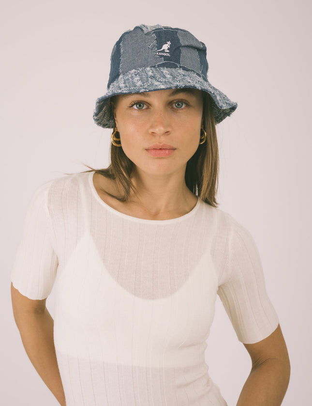 KANGOL Bucket Denim Mashup Medium Blue - Things I Like Things I Love