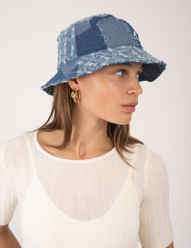 KANGOL Bucket Denim Mashup Medium Blue - Things I Like Things I Love