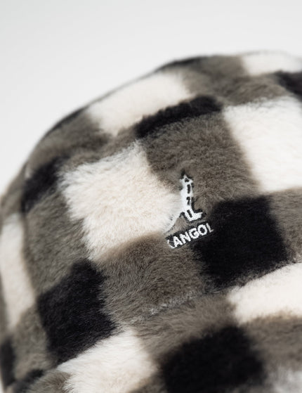 KANGOL Faux Fur Bucket Black Check - Things I Like Things I Love