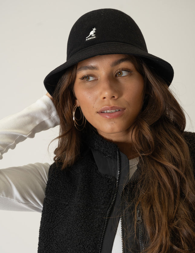 KANGOL Wool Casual Black Bucket Hat - Things I Like Things I Love