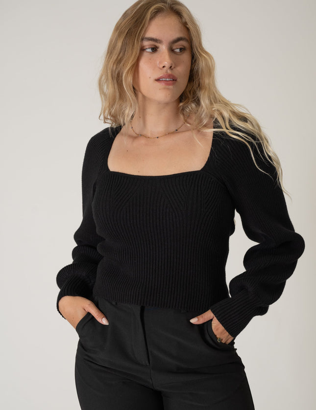 Lily Longsleeve Knit Black - Things I Like Things I Love