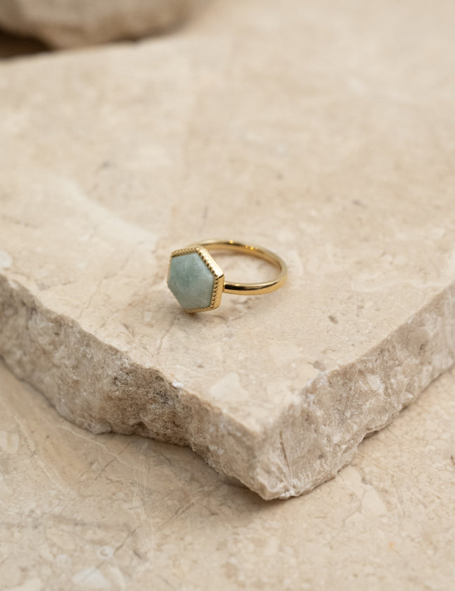 Ring Gold Amazonite Aqua - Things I Like Things I Love