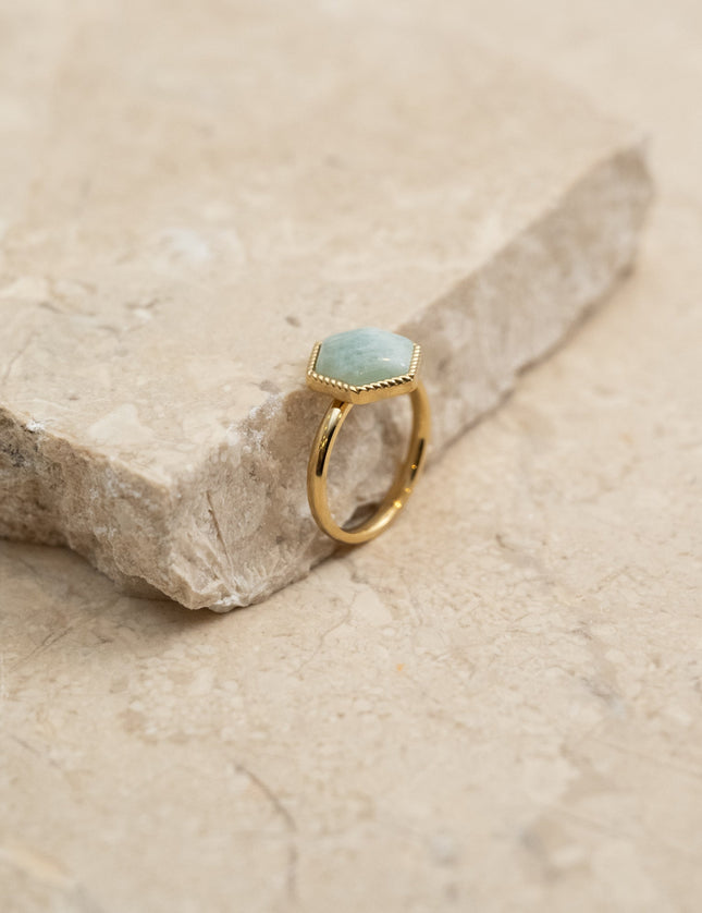 Ring Gold Amazonite Aqua - Things I Like Things I Love