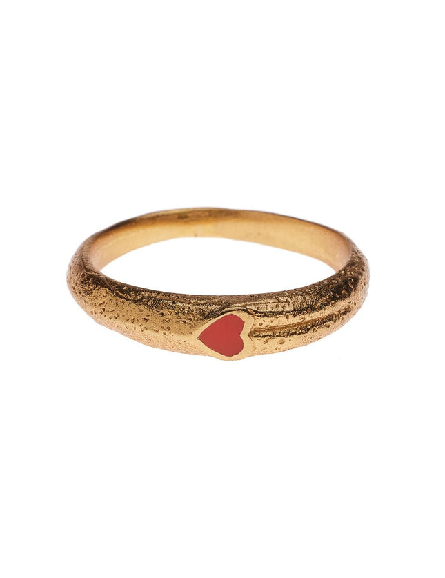 Ring Red Resin Heart Gold - Things I Like Things I Love