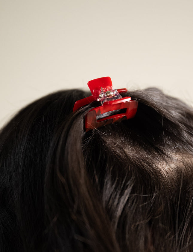 SET OF 2 - Hair Claw Clip Mini Square Red - Things I Like Things I Love