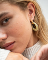 SET OF 2 - Statement Earrings Bold Organic Gold Olive