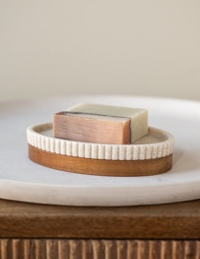 Soap Dish Beige/Acacia Wood - Things I Like Things I Love