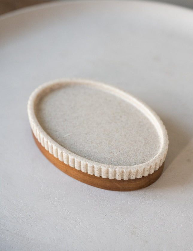 Soap Dish Beige/Acacia Wood - Things I Like Things I Love