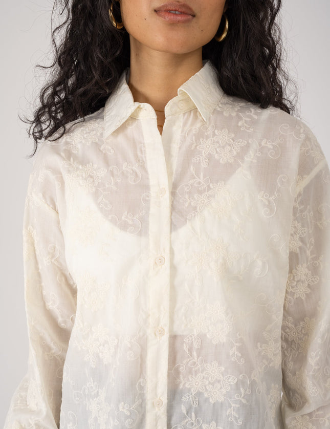 TILTIL Heidi Blouse Embroidery Off-white Flower One Size - Things I Like Things I Love