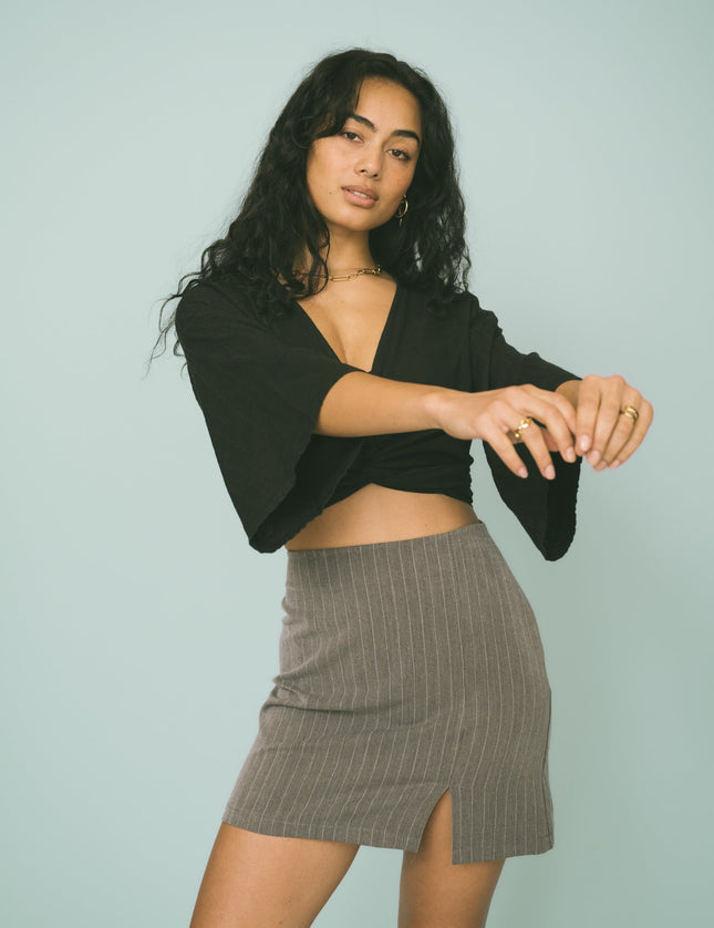 TILTIL Laura Skirt Grey Pinstripe - Things I Like Things I Love